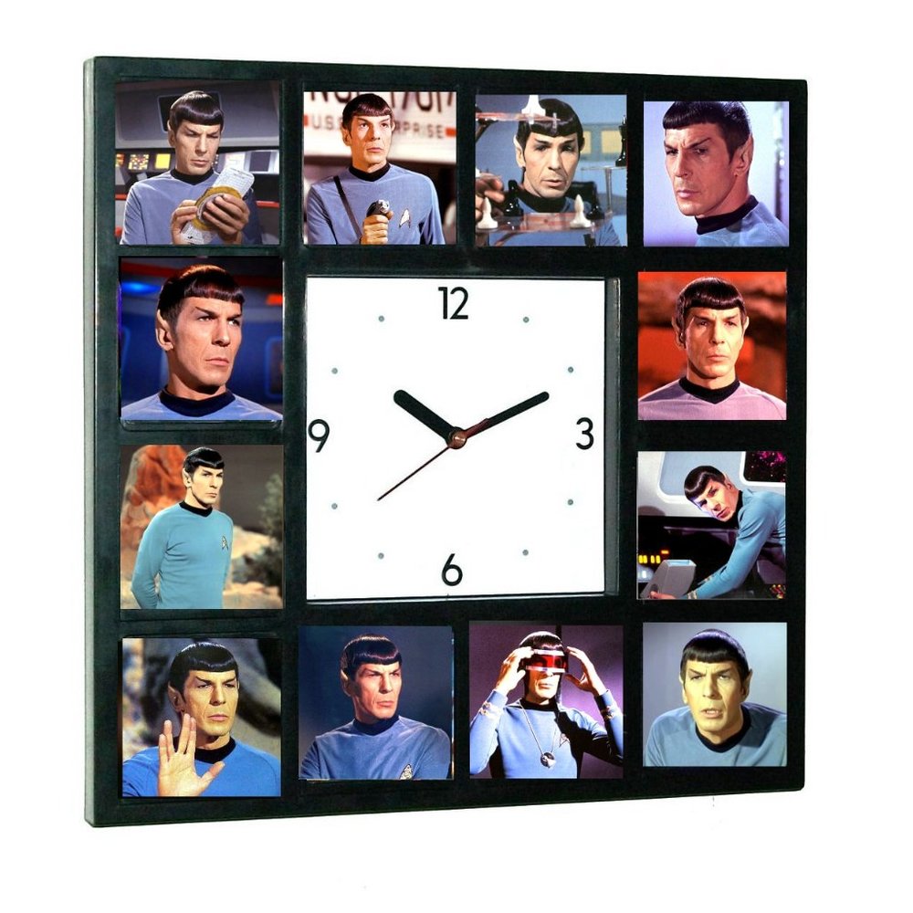 Star Trek Faces of Spock Photo Clock. Big 10.5"